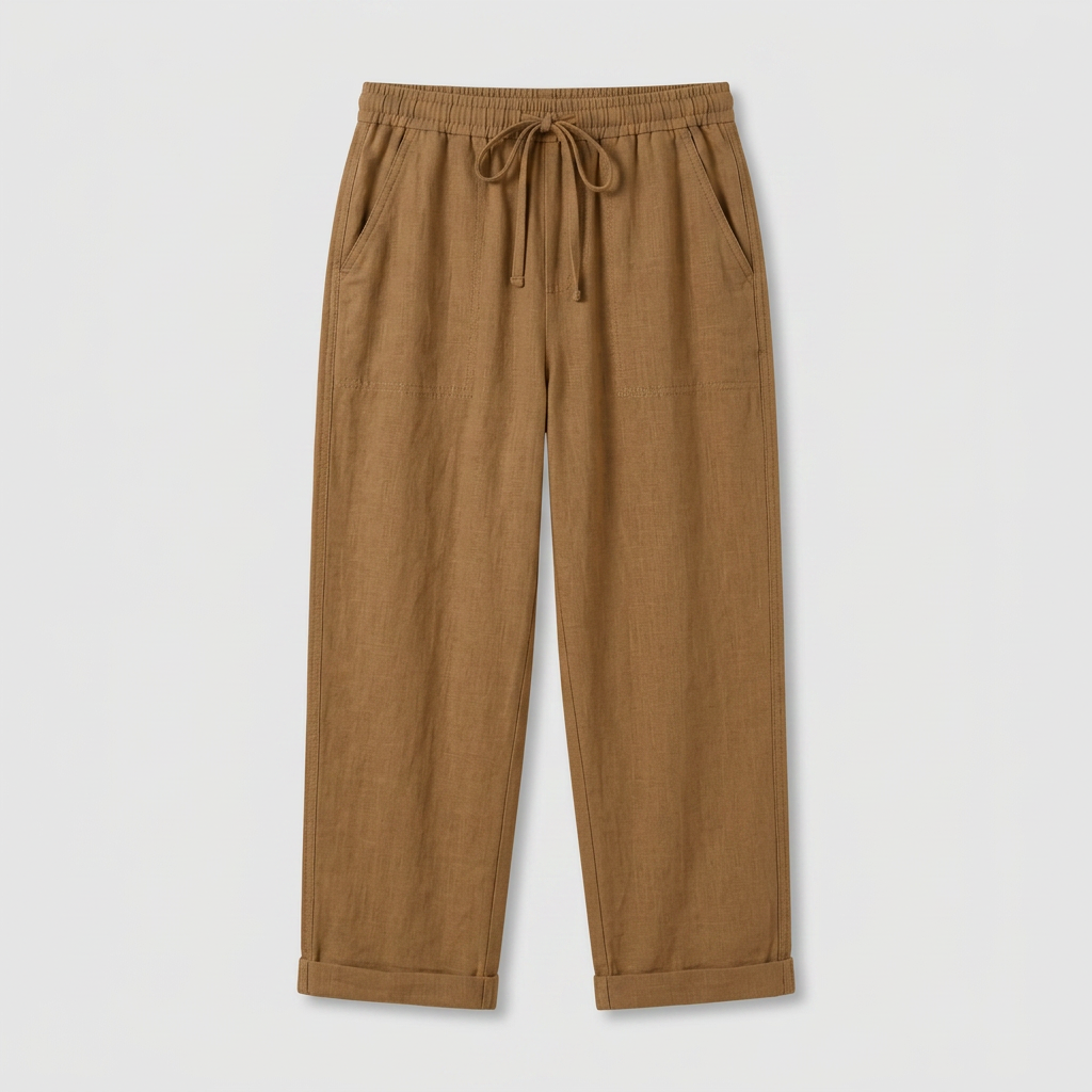 Pantalón Capri Mujer Lino Bolsillos