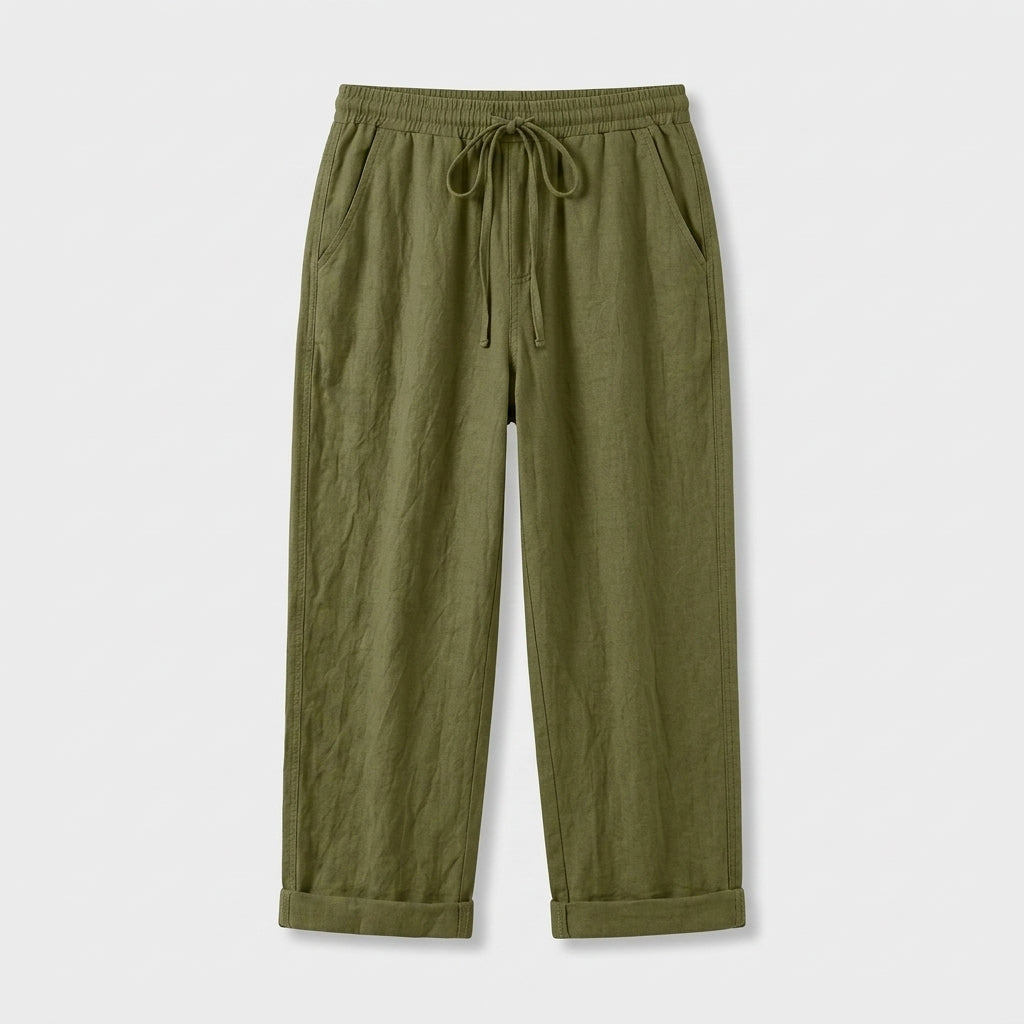 Pantalón Capri Mujer Lino Bolsillos