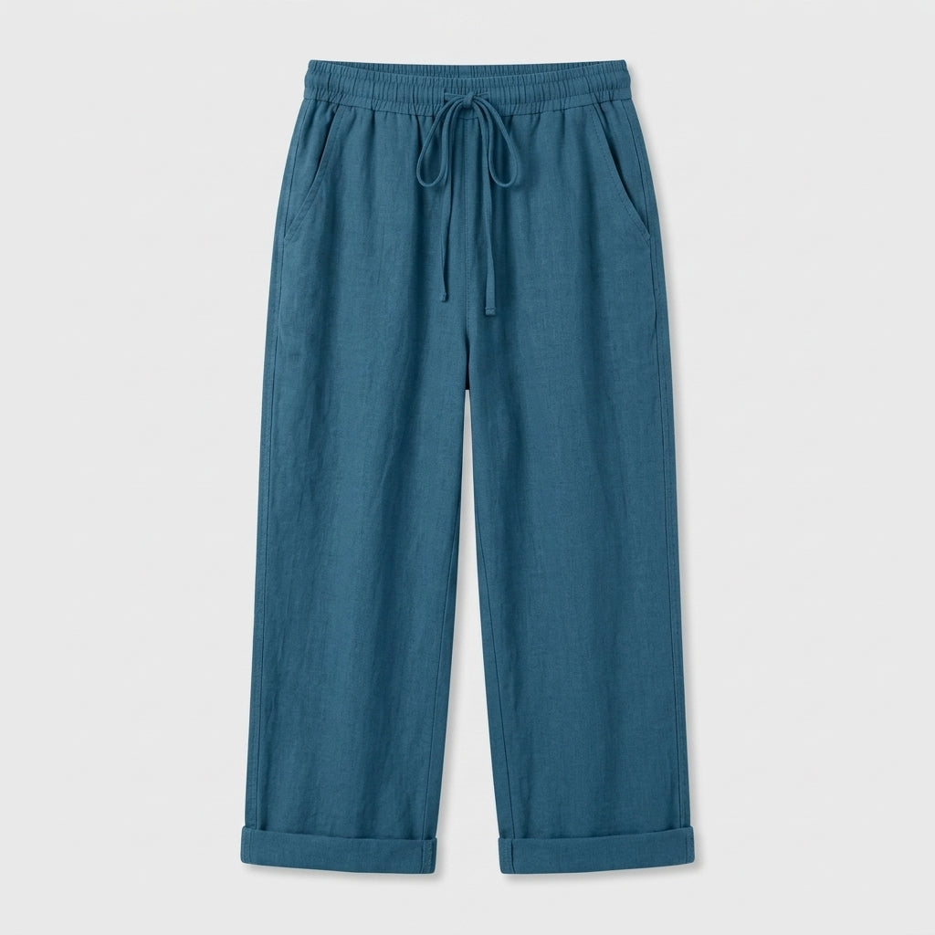 Pantalón Capri Mujer Lino Bolsillos