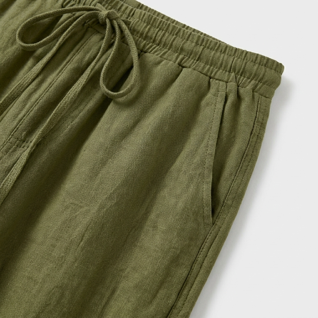 Pantalón Capri Mujer Lino Bolsillos