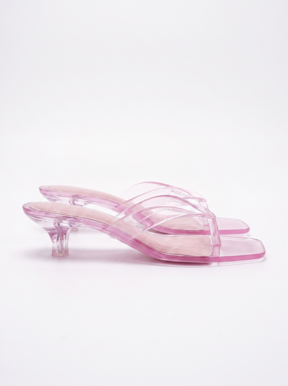 Sandalias Mikayla de Tira Transparente y Tacón Kitten