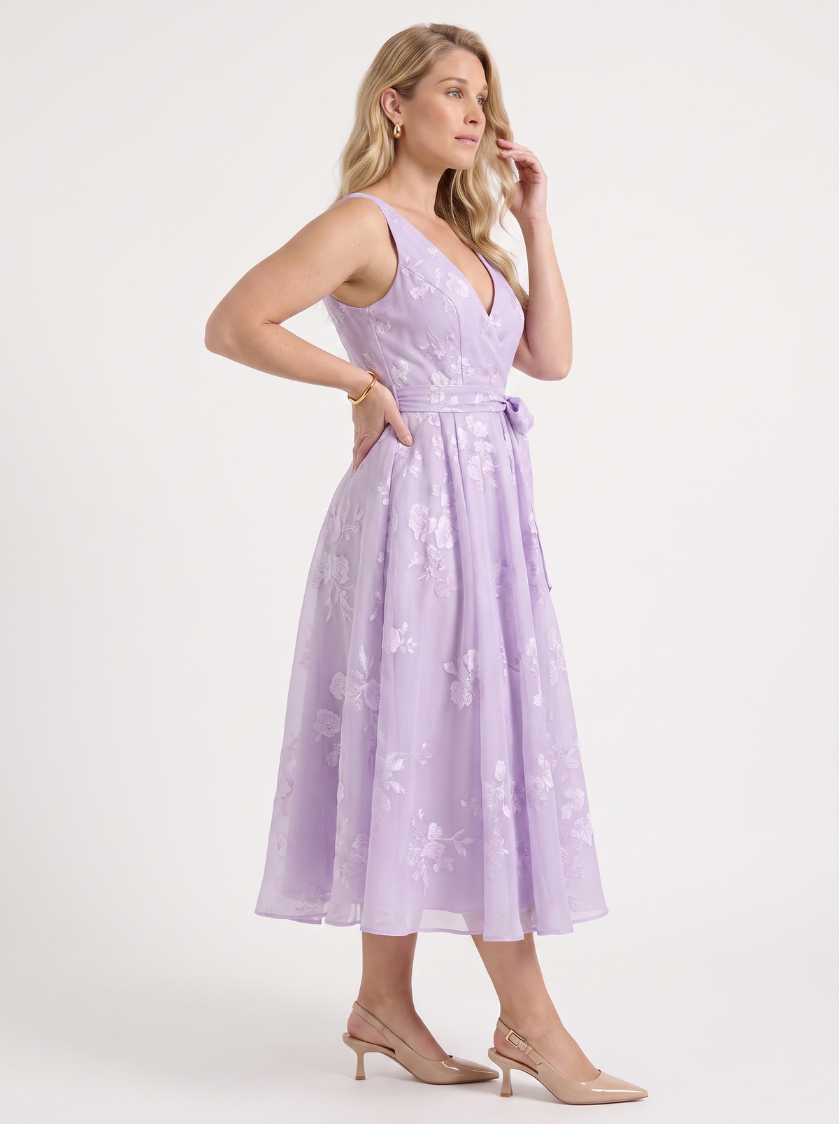 Vestido Midi Cruzado Mujer Estampado Floral con Escote en V - Vista 12