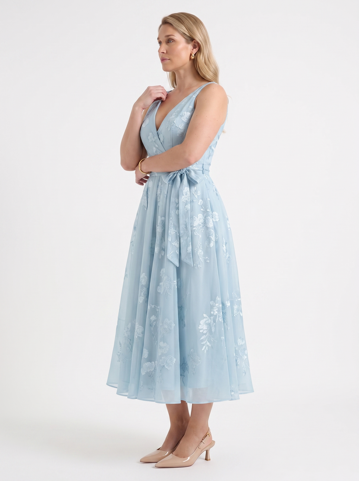 Vestido Midi Cruzado Mujer Estampado Floral con Escote en V - Vista 17