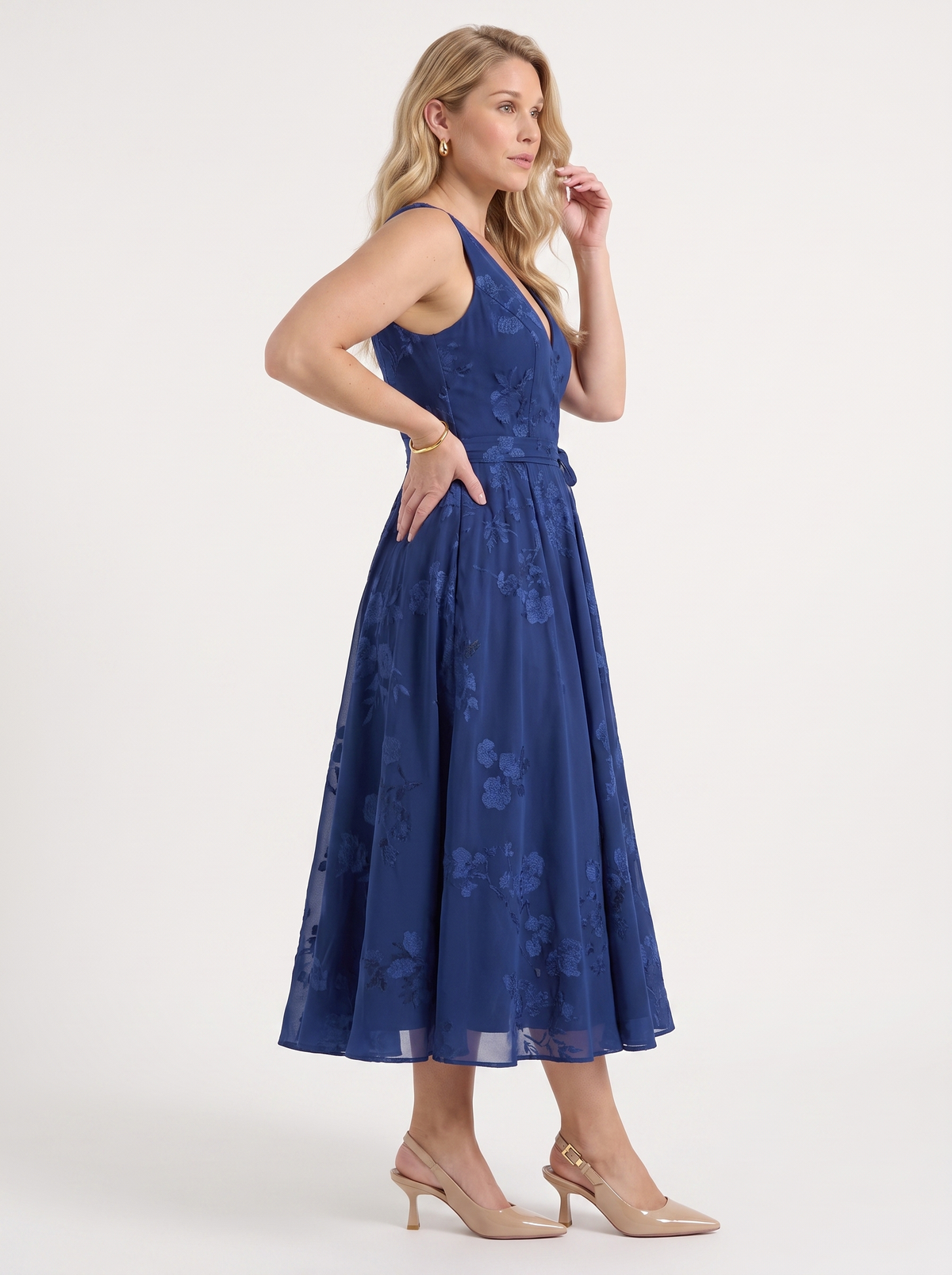 Vestido Midi Cruzado Mujer Estampado Floral con Escote en V - Vista 22