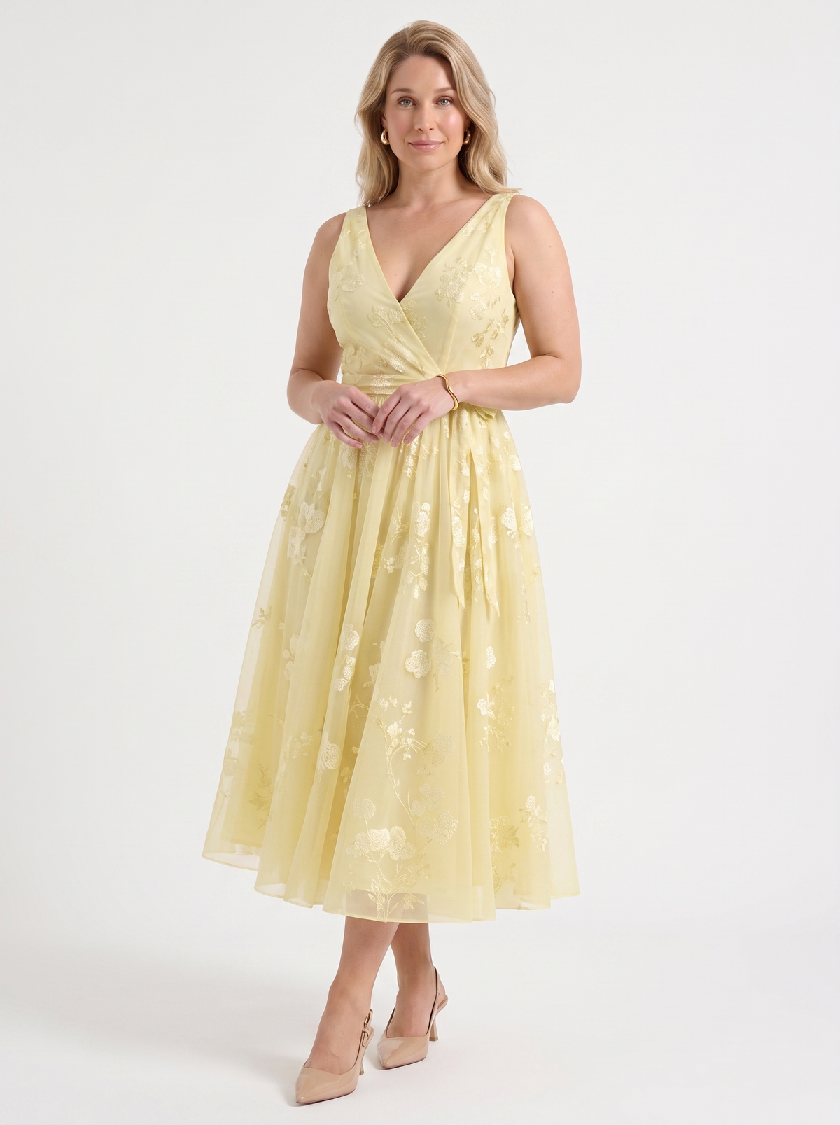 Vestido Midi Cruzado Mujer Estampado Floral con Escote en V - Vista 26