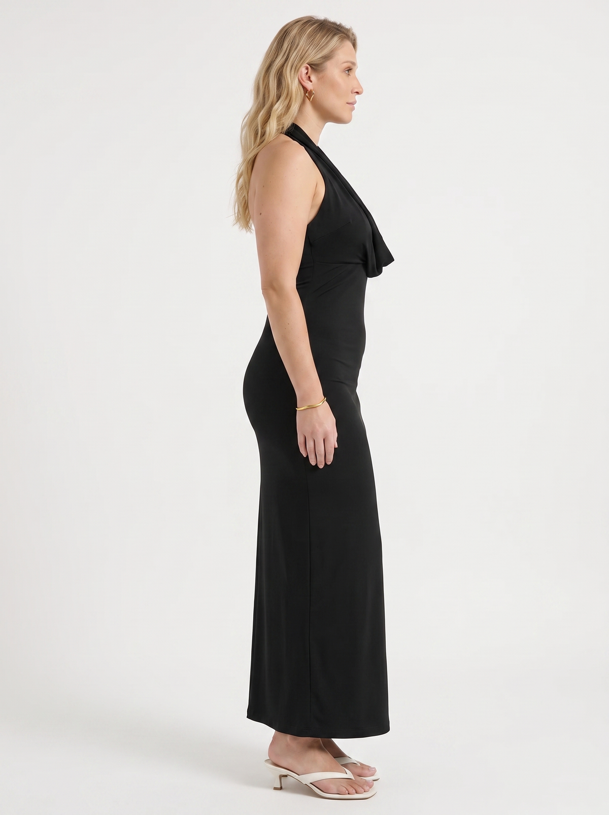 Vestido Largo de Fiesta Mujer Halter con Escote Drapeado - Vista 2