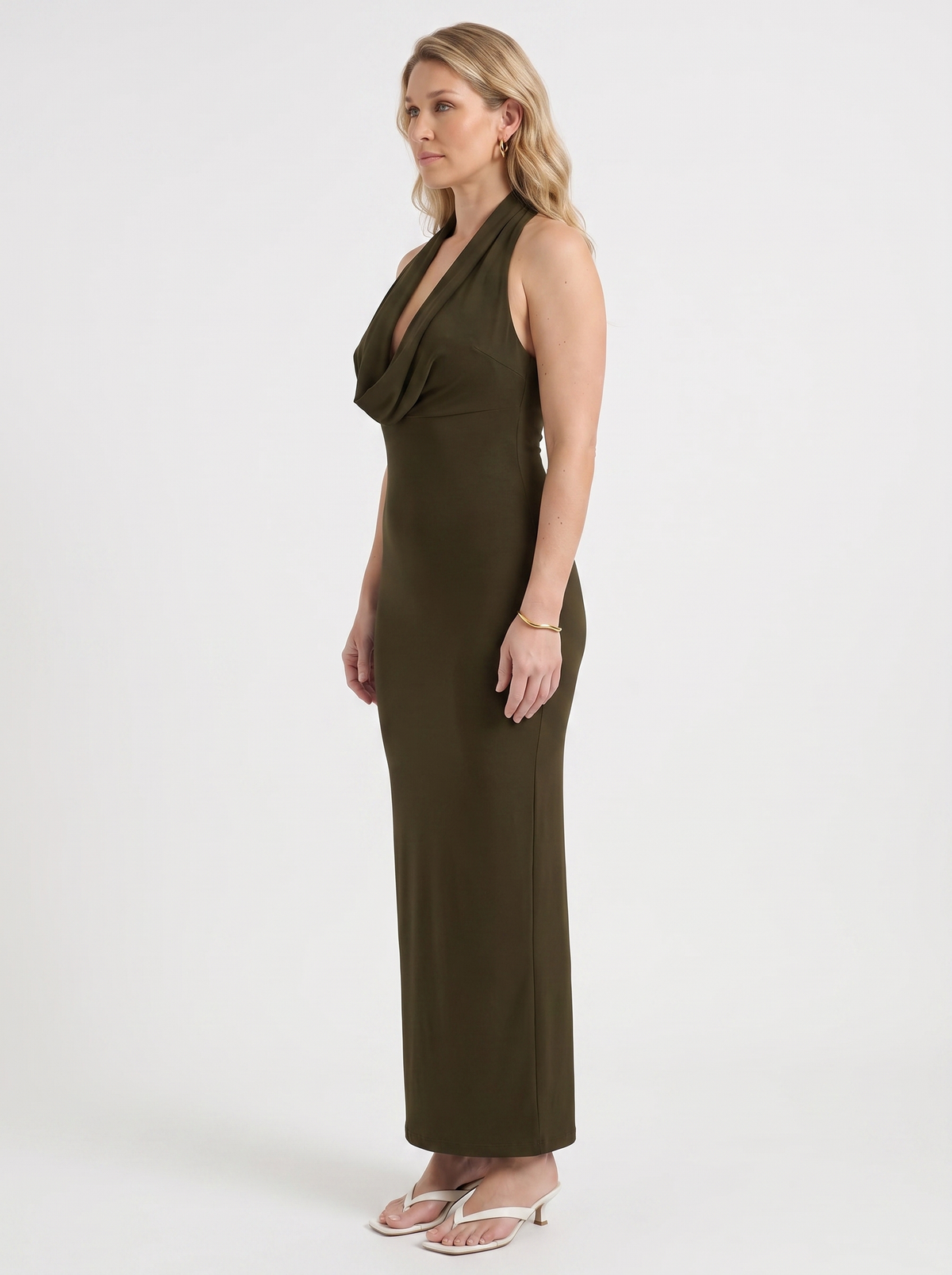 Vestido Largo de Fiesta Mujer Halter con Escote Drapeado - Vista 12