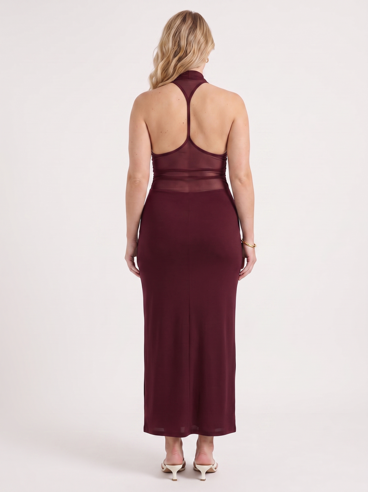 Vestido Largo de Fiesta Mujer Halter con Escote Drapeado - Vista 9