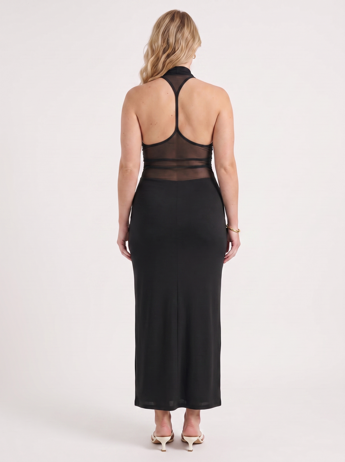 Vestido Largo de Fiesta Mujer Halter con Escote Drapeado - Vista 4