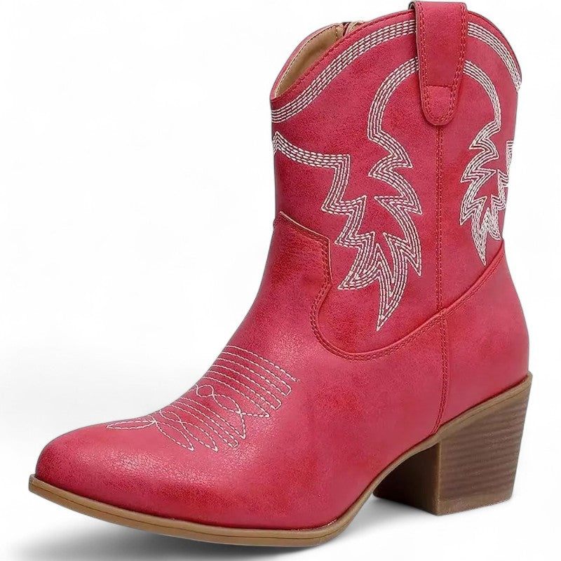 Botas Cowboy Mujer Camperas Muy Bajas Bordadas a la Altura del Tobillo