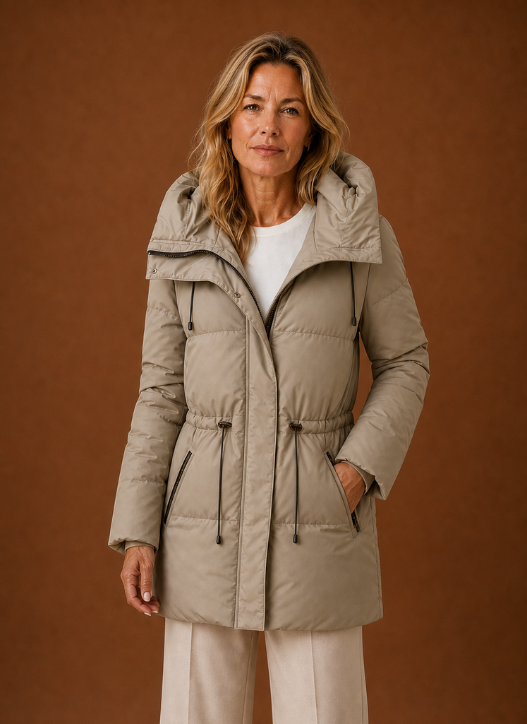 Plumífero Parka Mujer Acolchado Caqui Invierno