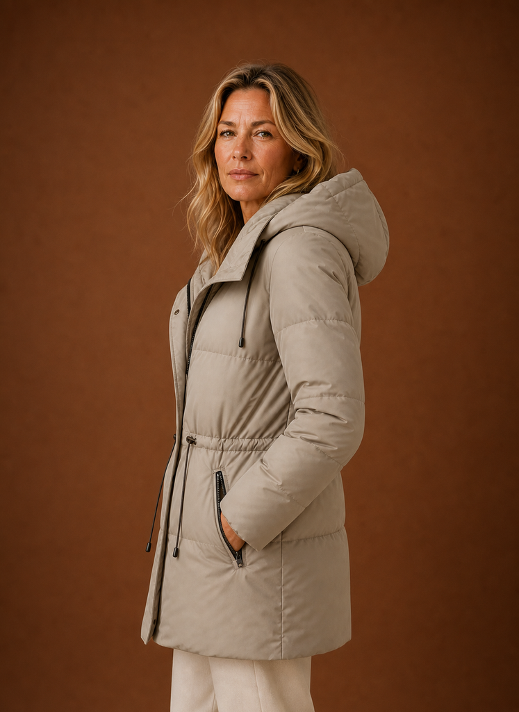 Plumífero Parka Mujer Acolchado Caqui Invierno