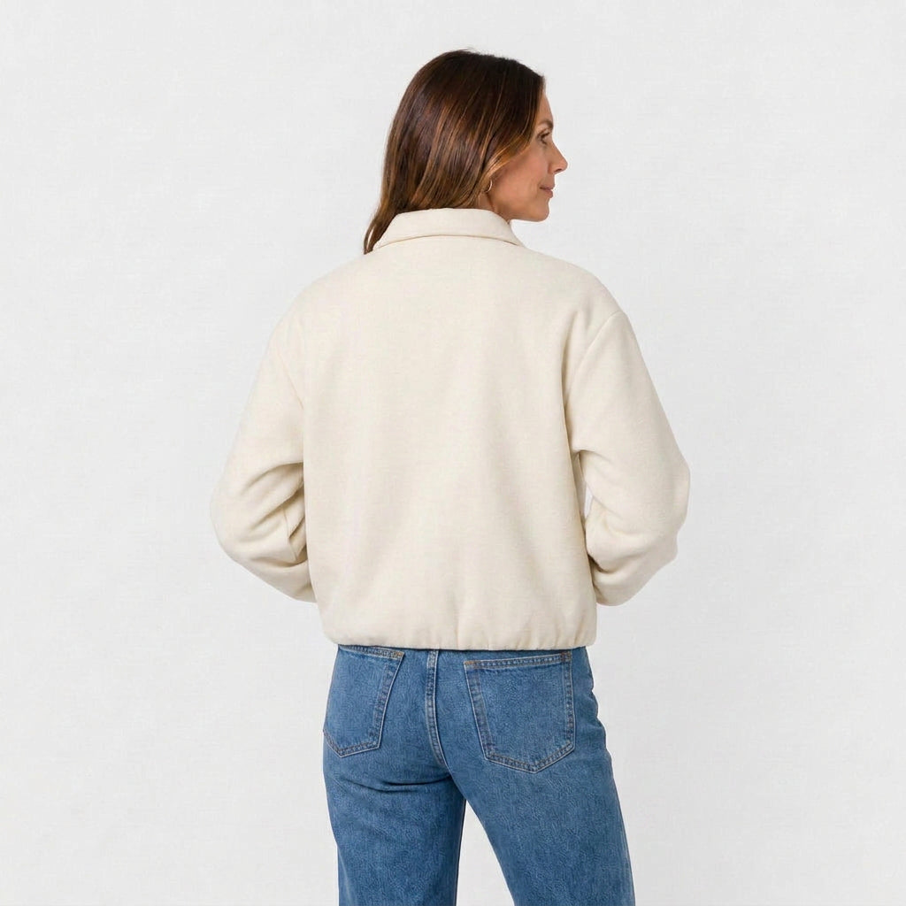 Cazadora Corta Mujer Cremallera Cuello Camisero