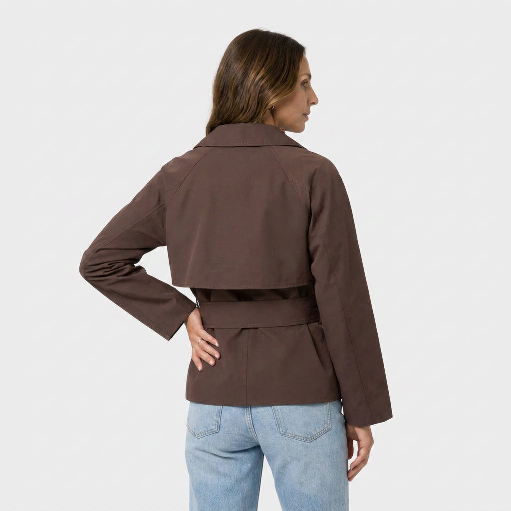 Trench Corto Mujer Cinturón Anudado Elegante
