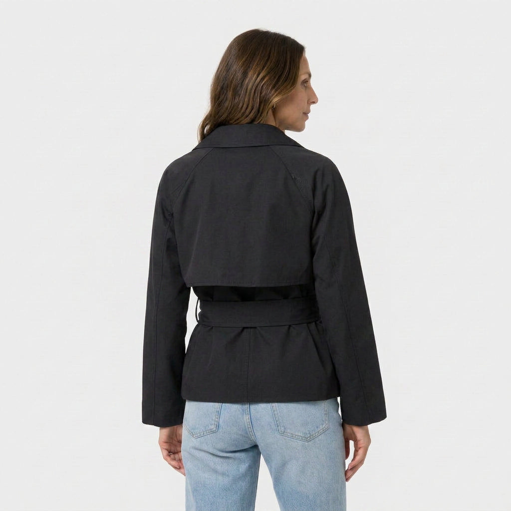 Trench Corto Mujer Cinturón Anudado Elegante