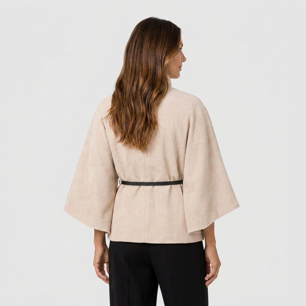 Capa Mujer Paño Cuello Alto Cinturón