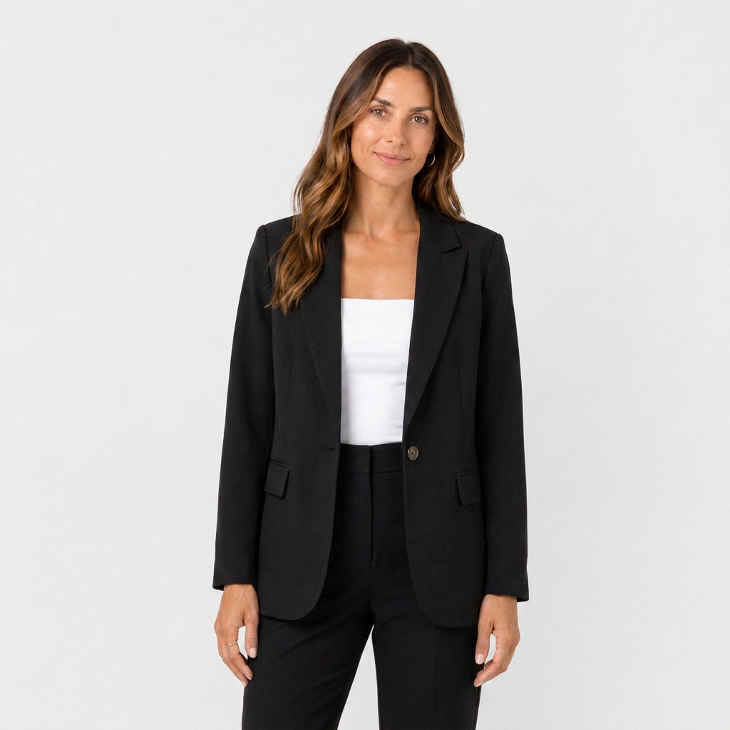 Blazer Mujer Entallado Cuello Sastre Botón