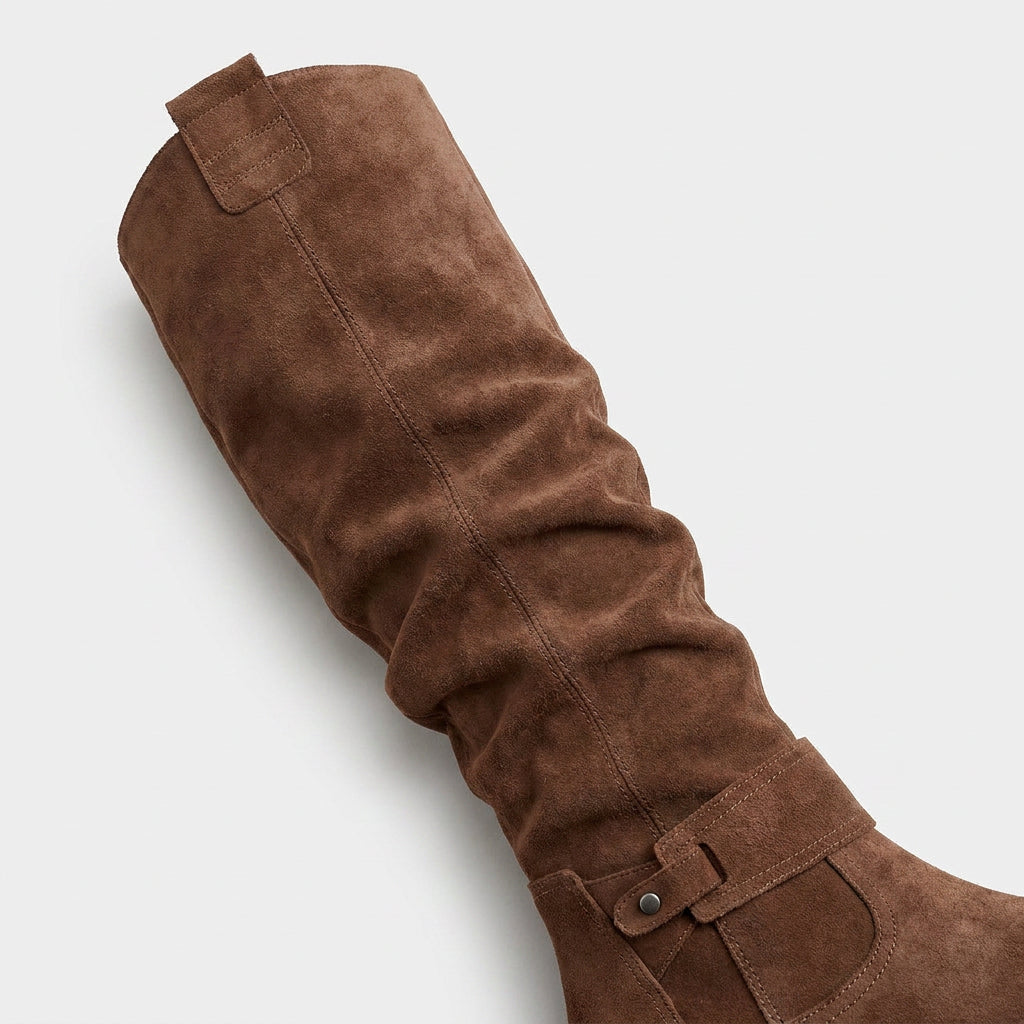 Botas Altas Mujer Ante Caña Fruncida