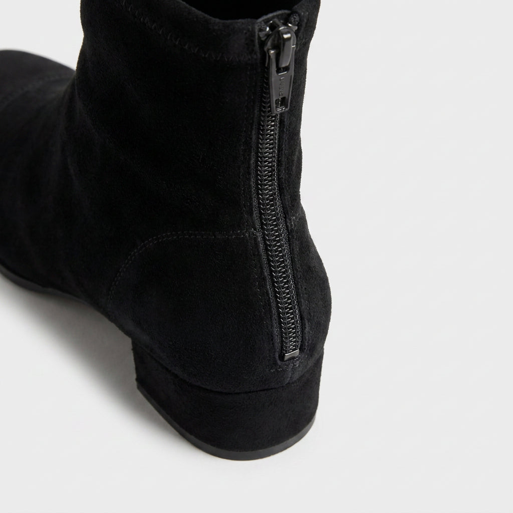 Botines Mujer Ante Ajustados Tacón Bajo
