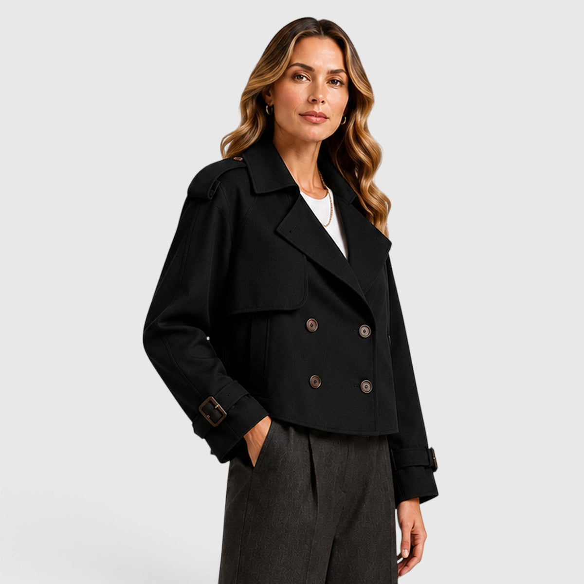 Gabardina Mujer Doble Botonadura Ligera para Looks Smart Casual - Vista 2