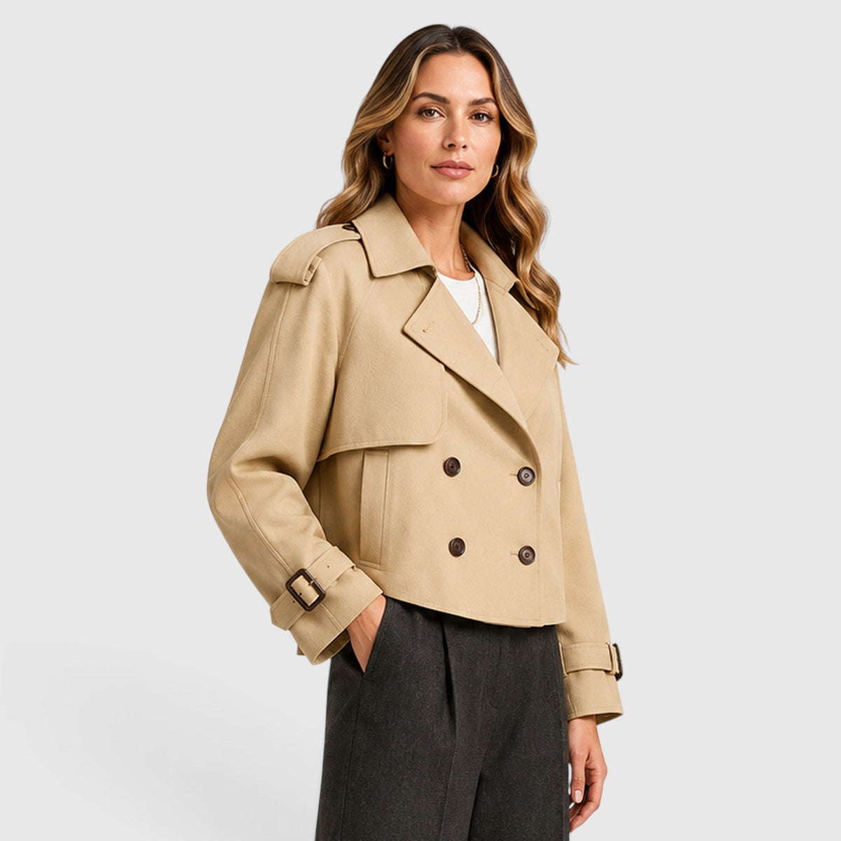 Gabardina Mujer Doble Botonadura Ligera para Looks Smart Casual - Vista 10