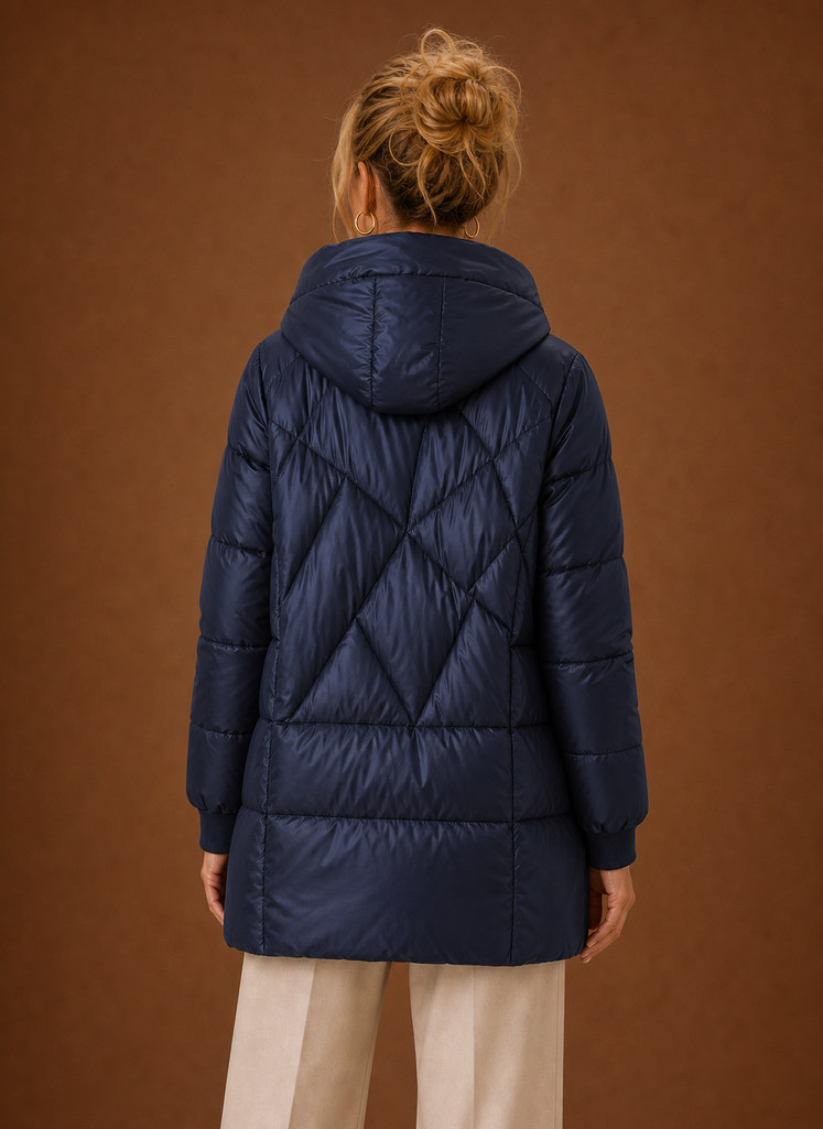 Plumífero Largo Mujer Capucha Invierno Cálido
