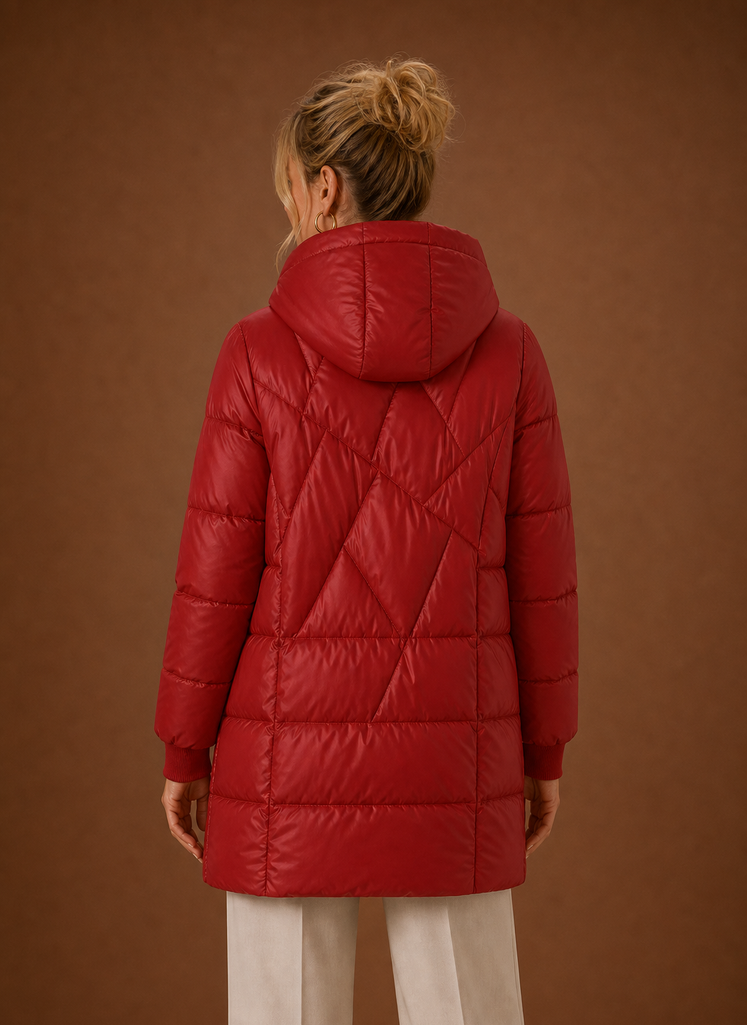 Plumífero Largo Mujer Capucha Invierno Cálido
