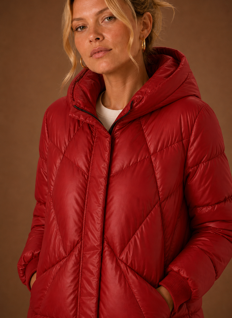 Plumífero Largo Mujer Capucha Invierno Cálido