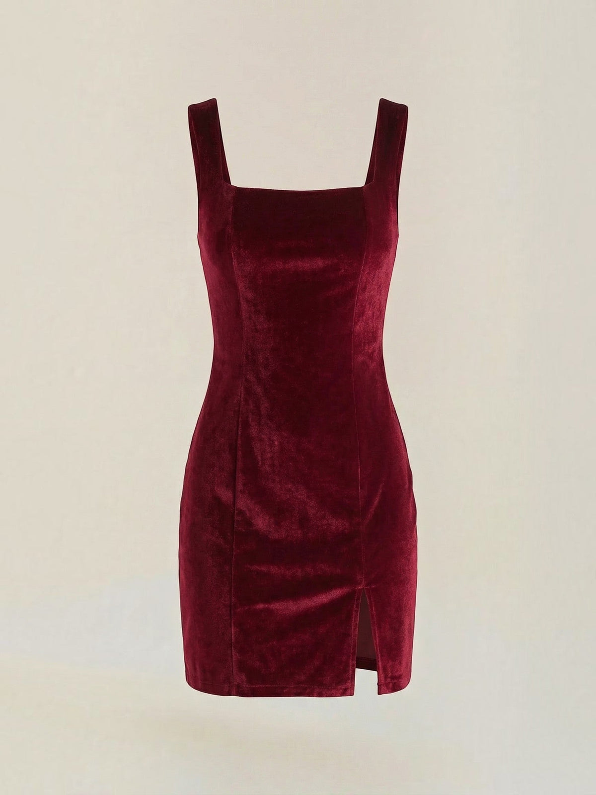 Vestido Corto Ajustado de Terciopelo Mujer con Escote Cuadrado - Vista 15