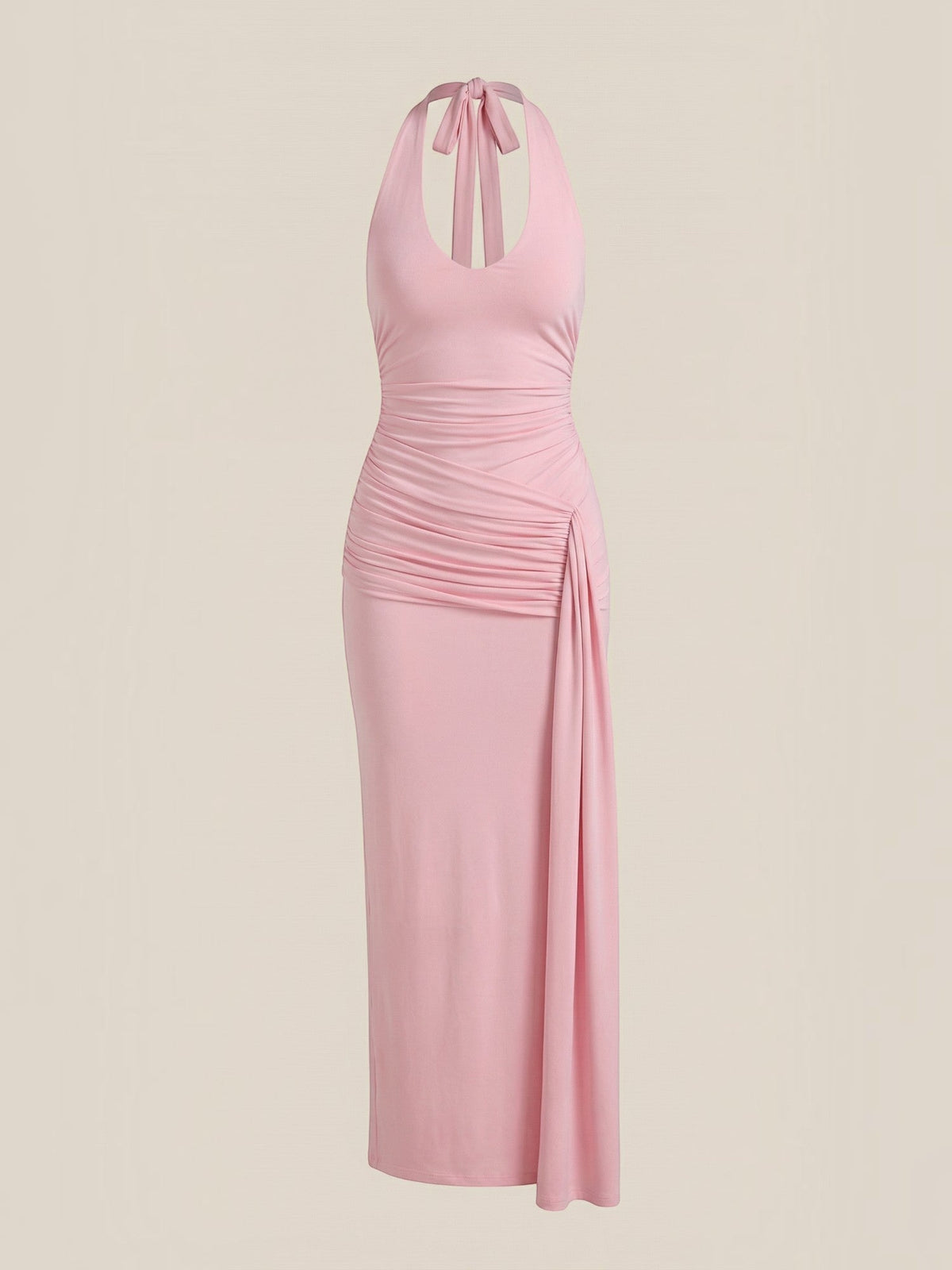 Vestido Largo de Gala Mujer con Escote Halter y Drapeado - Vista 20