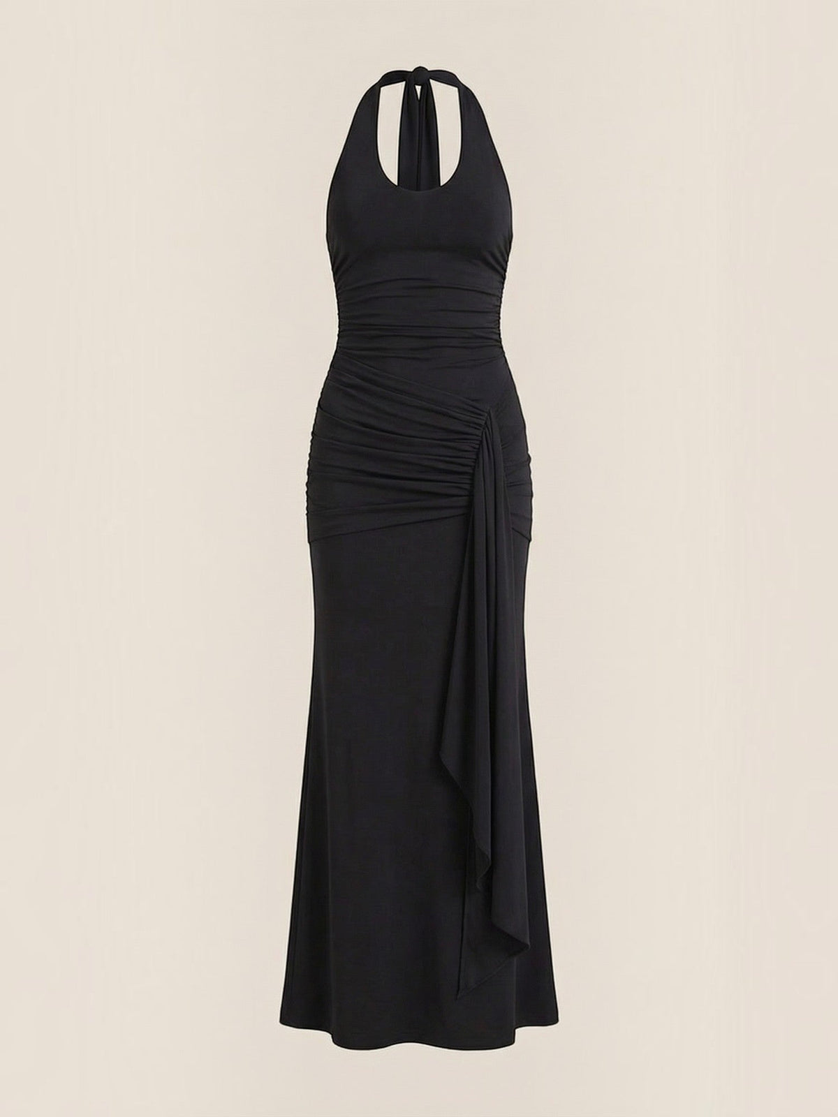 Vestido Largo de Gala Mujer con Escote Halter y Drapeado - Vista 5