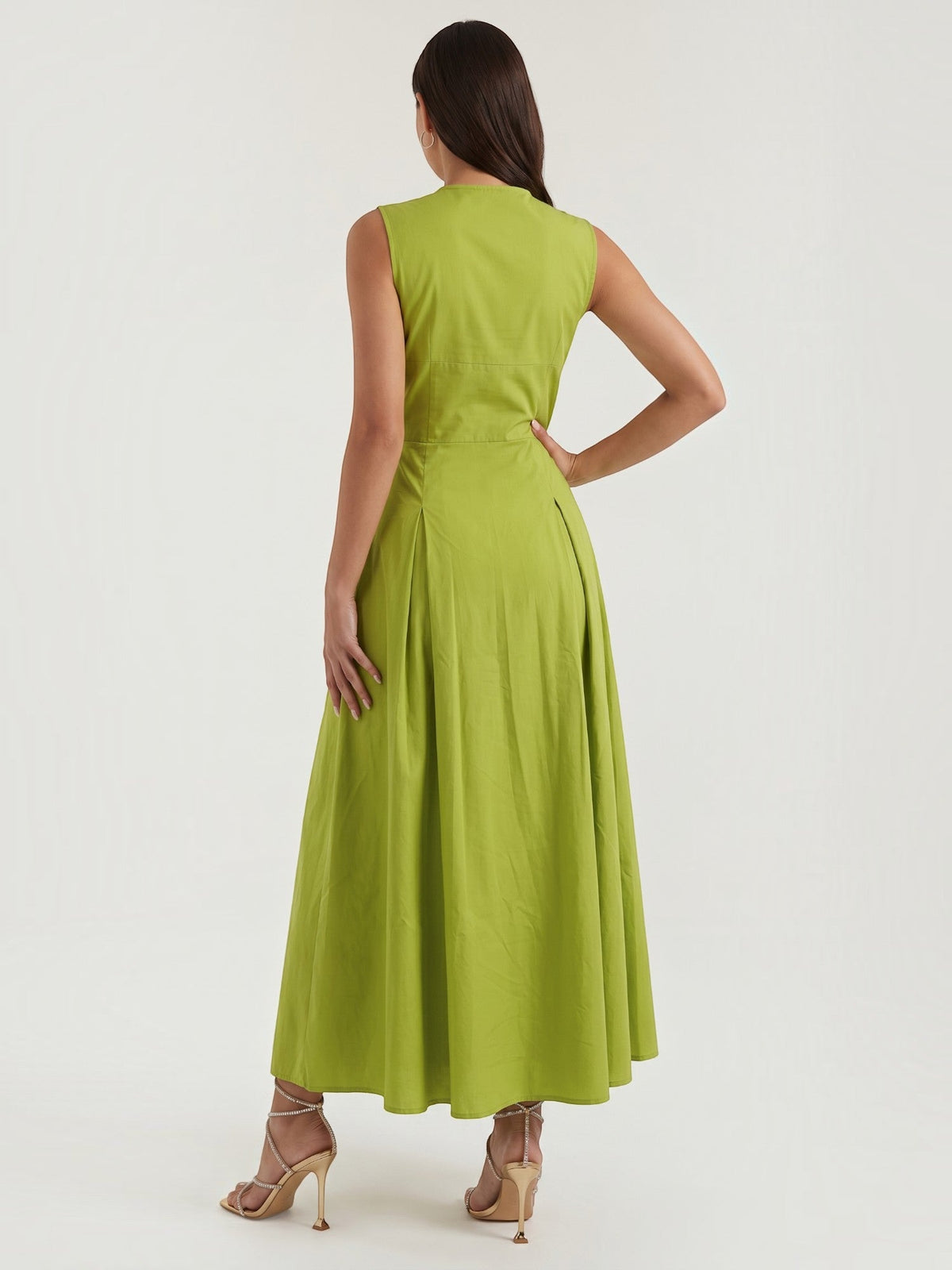 Vestido Midi Sin Mangas Vuelo