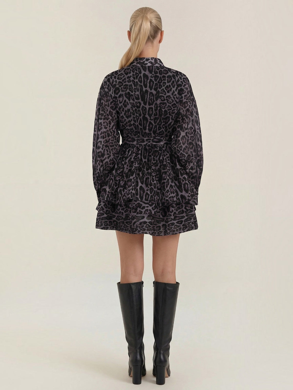 Vestido Corto Estampado Leopardo Mujer