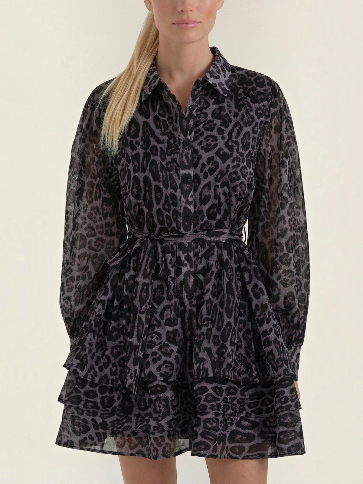 Vestido Corto Estampado Leopardo Mujer