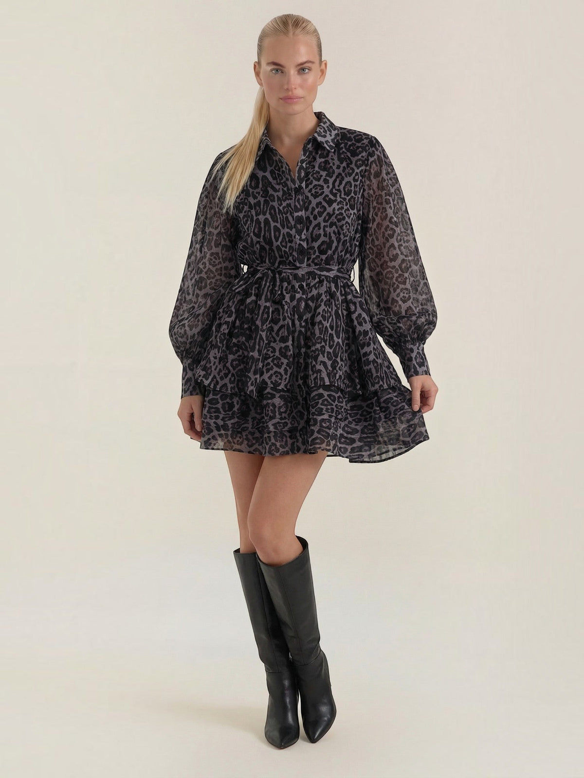 Vestido Corto Estampado Leopardo Mujer