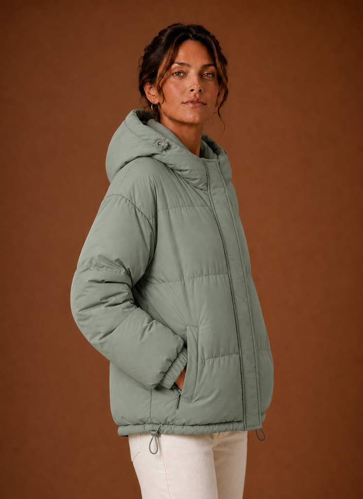 Plumífero Mujer Capucha Cálido de Invierno