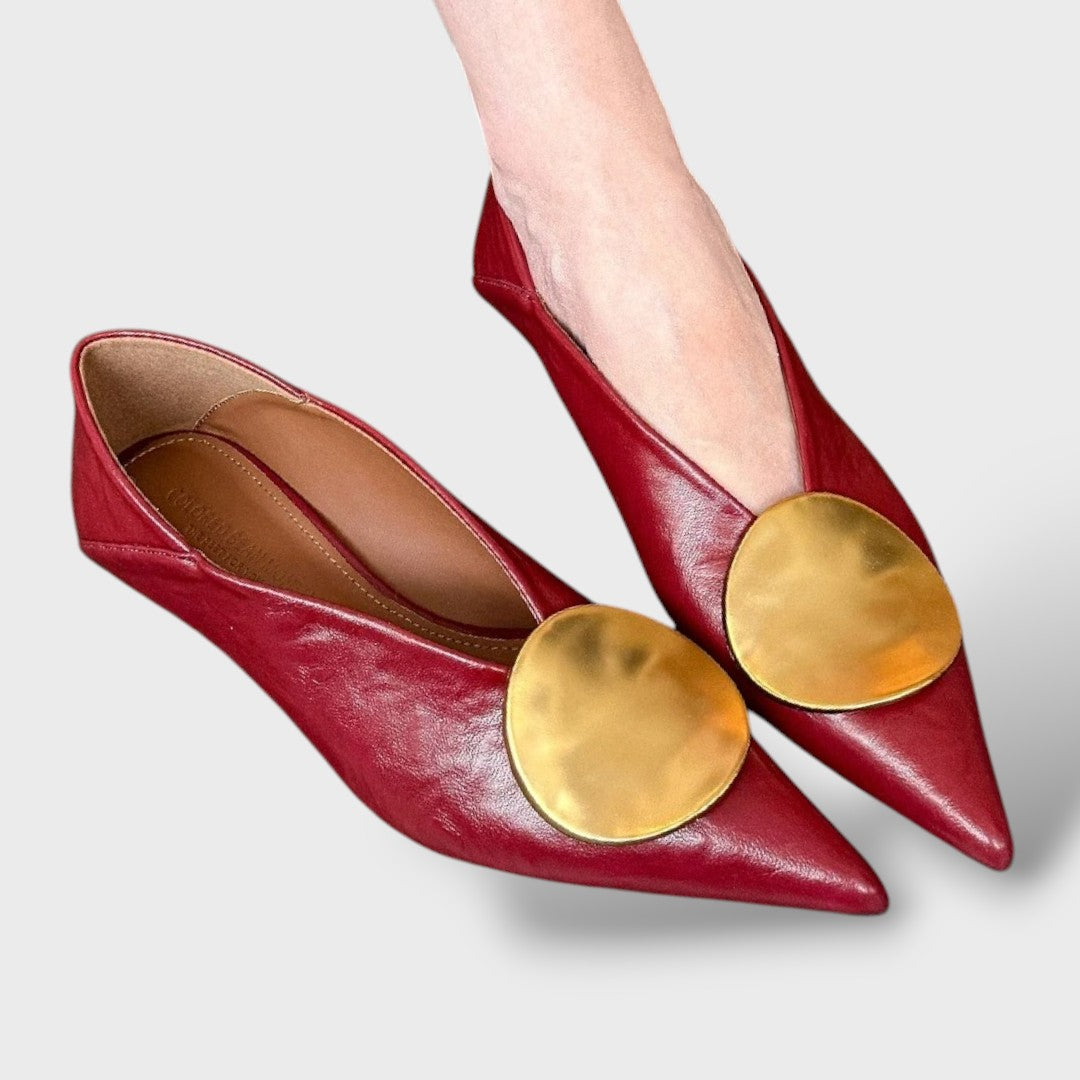 Zapatos de Tacón Mujer Punta Fina Dorada