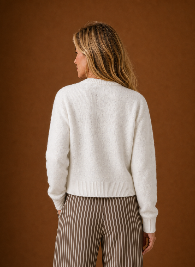 Cárdigan Mujer Cuello Redondo Botones