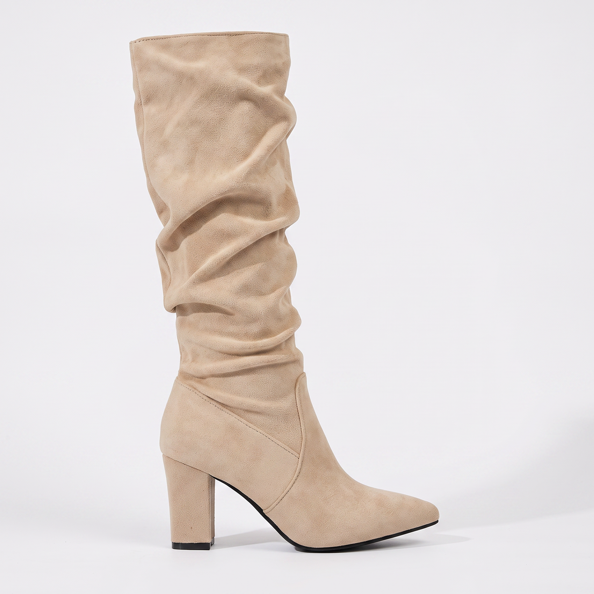 Botas Altas Mujer Tacón Ancho de Ante