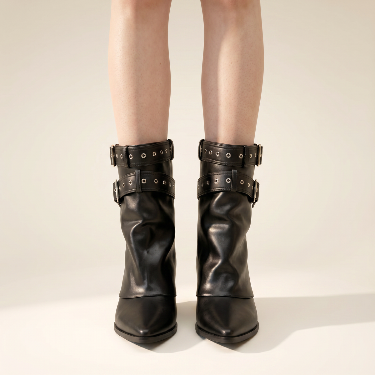 Botines Mujer Hebilla Punta Fina Cómoda