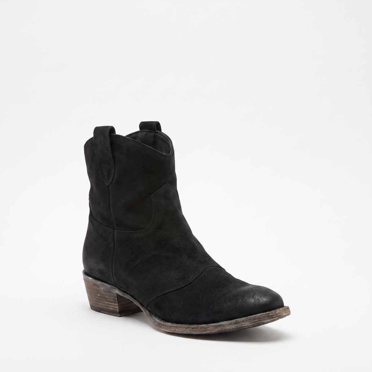 Botines Mujer Western Desgastado Tacón Ancho