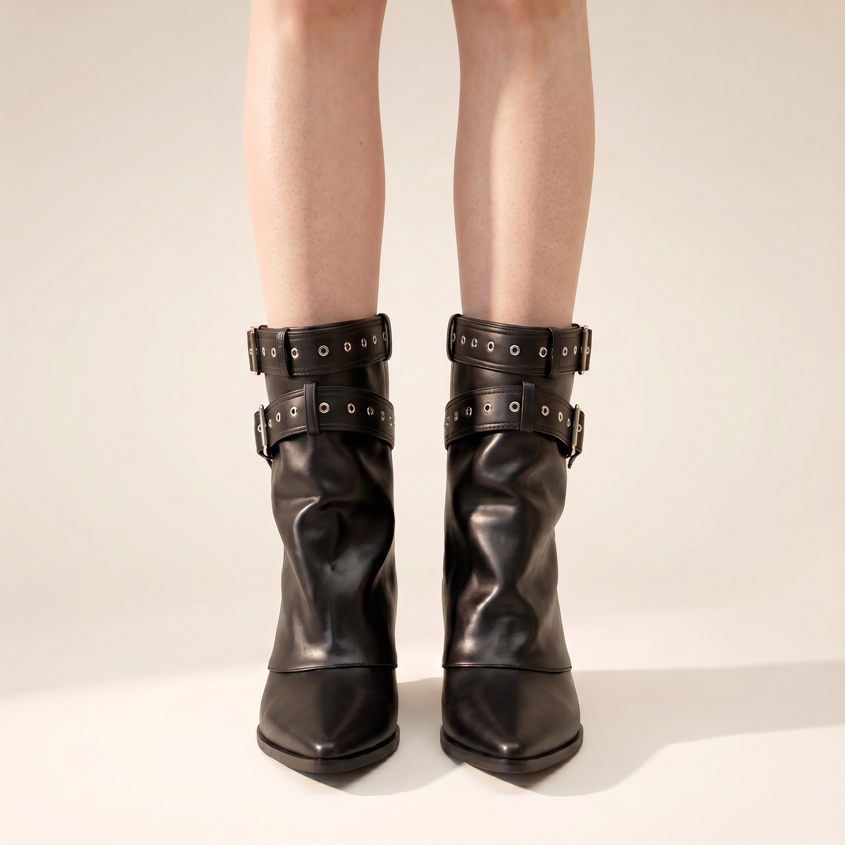 Botines Mujer Hebilla Punta Fina Cómoda