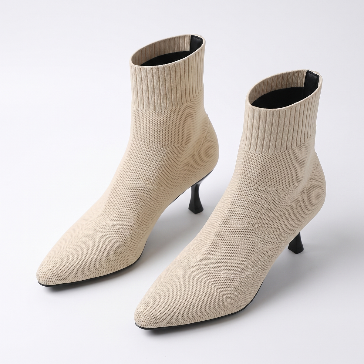 Botines Mujer Calcetín Elástico Tacón Fino