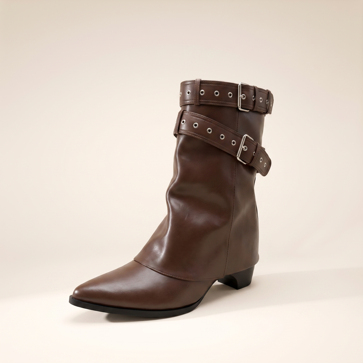 Botines Mujer Hebilla Punta Fina Cómoda