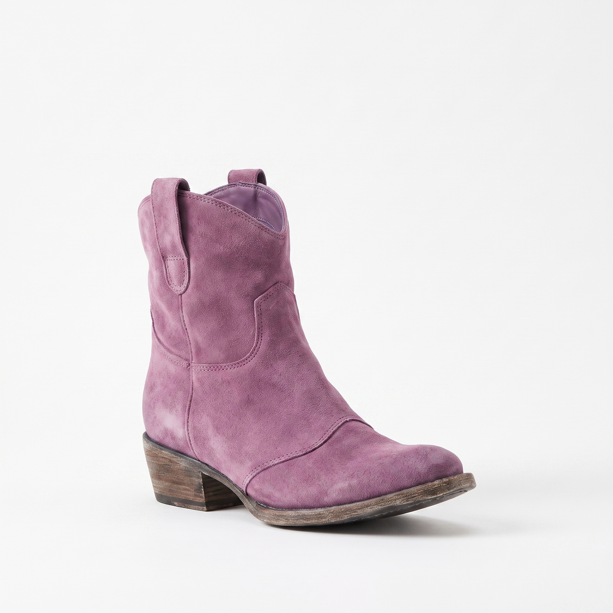 Botines Mujer Western Desgastado Tacón Ancho