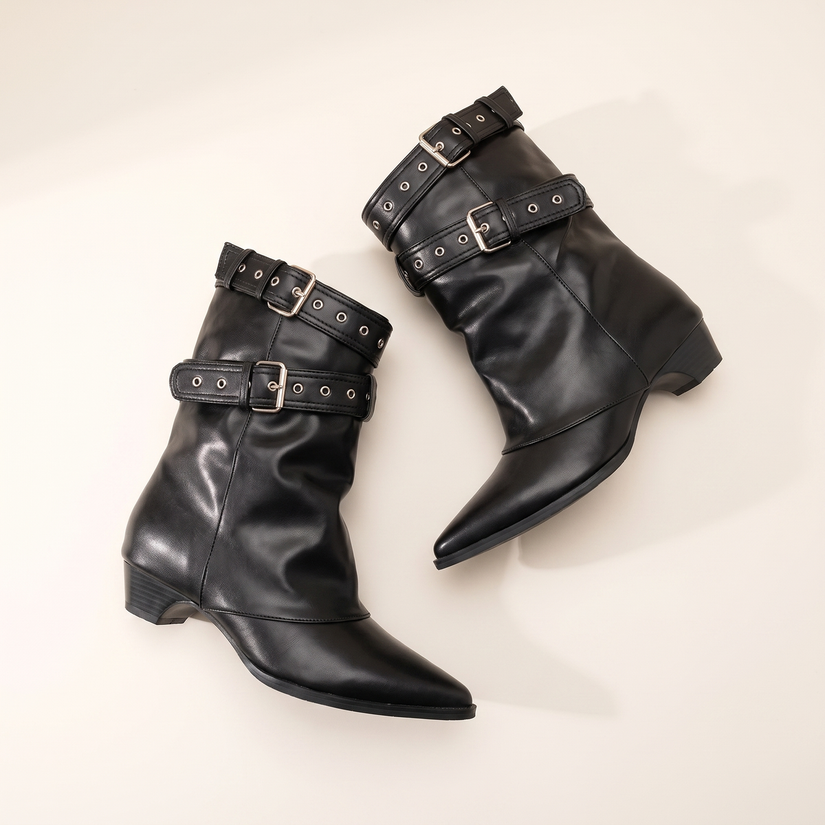 Botines Mujer Hebilla Punta Fina Cómoda
