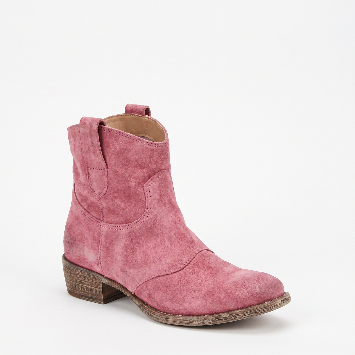 Botines Mujer Western Desgastado Tacón Ancho