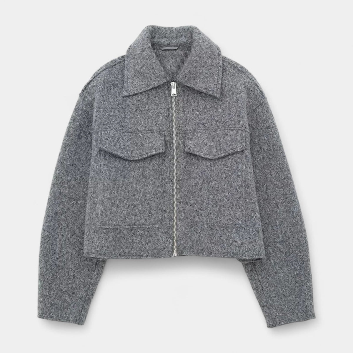 Chaqueta Mujer Paño Texturizada Cuello Recto