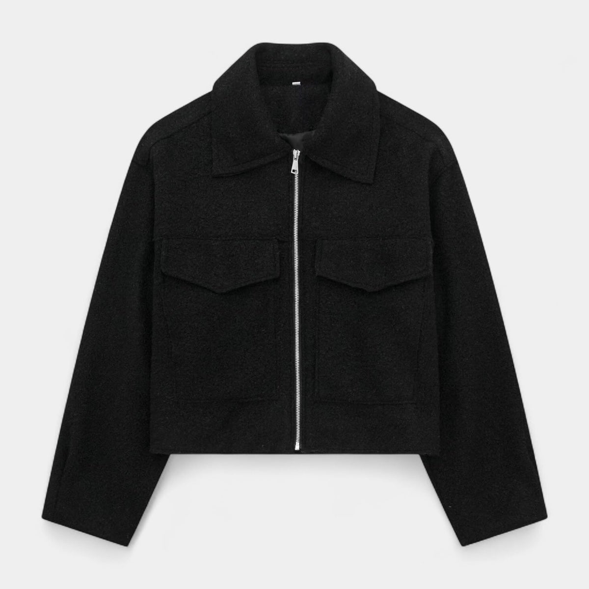 Chaqueta Mujer Paño Texturizada Cuello Recto