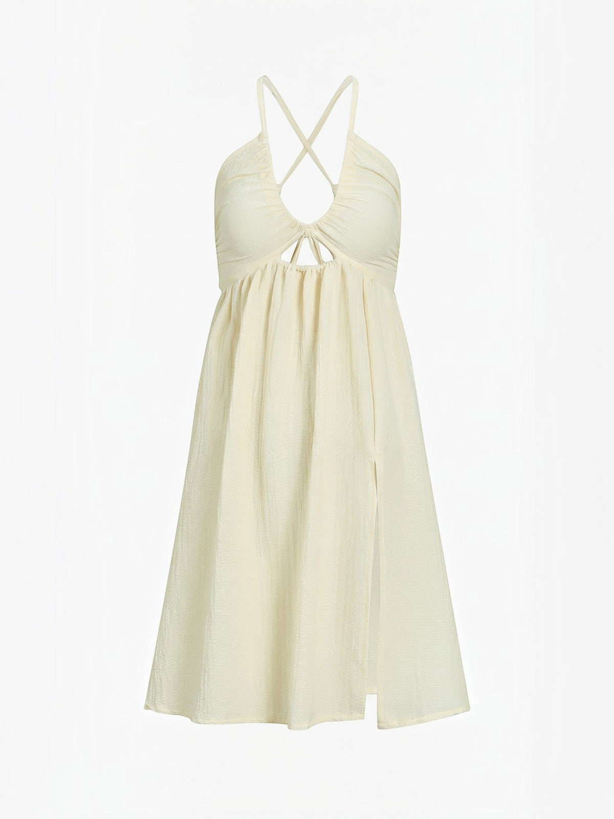 Vestido Midi Escote Halter Abertura